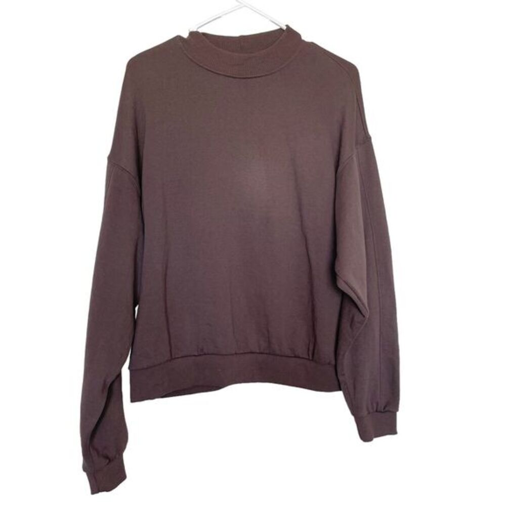 Bershka Womens Sweatshirt Sz Small High Neck Crew Brown Normcore Casual Cozy